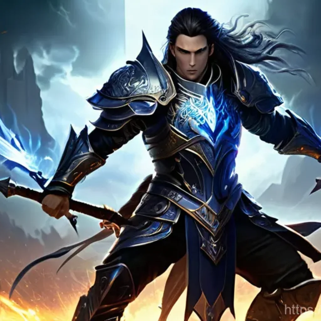 세븐나이츠 시즌별 캐릭터 변화 - **Dynamic AoE Attacker in Action (Inspired by Teo/Fai):**
    A highly detailed, full-body illustrat...