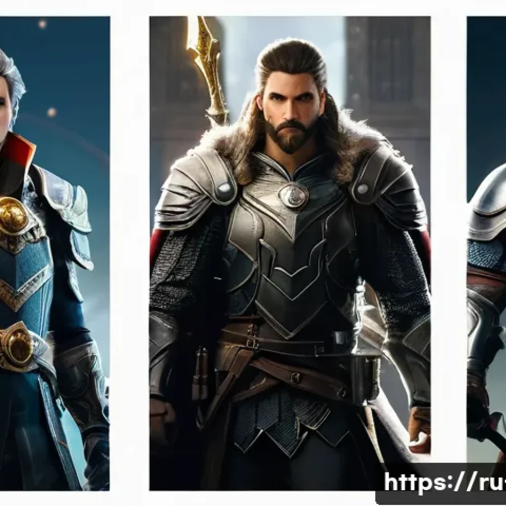 세븐나이츠 아이템 효율 분석 - Here are three image generation prompts in English, detailing various aspects of fantasy heroes and ...