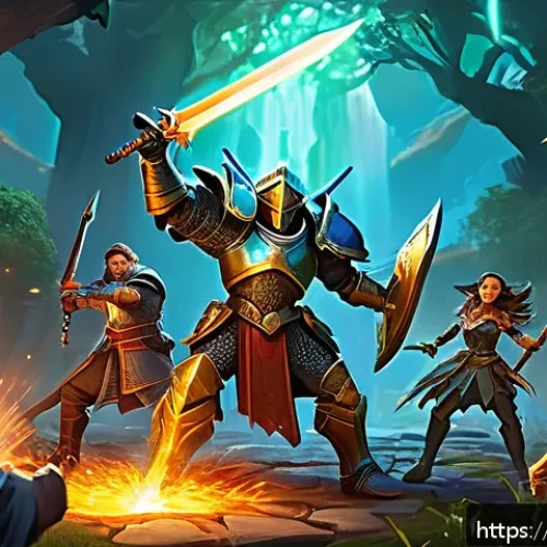 Home 17 세븐나이츠 대규모 업데이트 정보 - A dynamic battle scene in a fantasy RPG setting showcasing diverse heroes with detailed armor and un...